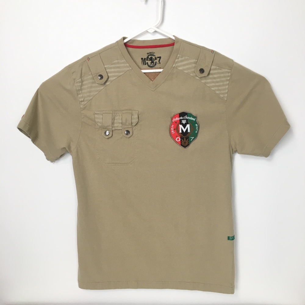 Most official 7 2XL tan v-neck tee shirt